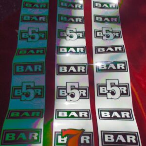Bally Slot Machine Reel Strip Set – BAR / 5 / Red 7 – 3 Reels
